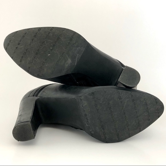 Via Spiga Leather Ankle Boots, Black w/Zip, sz 8 - Picture 6 of 8